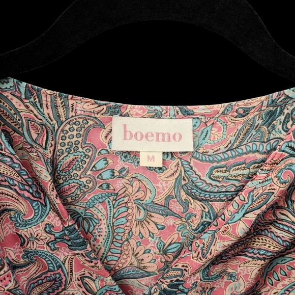 Boemo | Boho Paisley Maxi Dress | Pink Teal | Size M - Picture 2 of 4